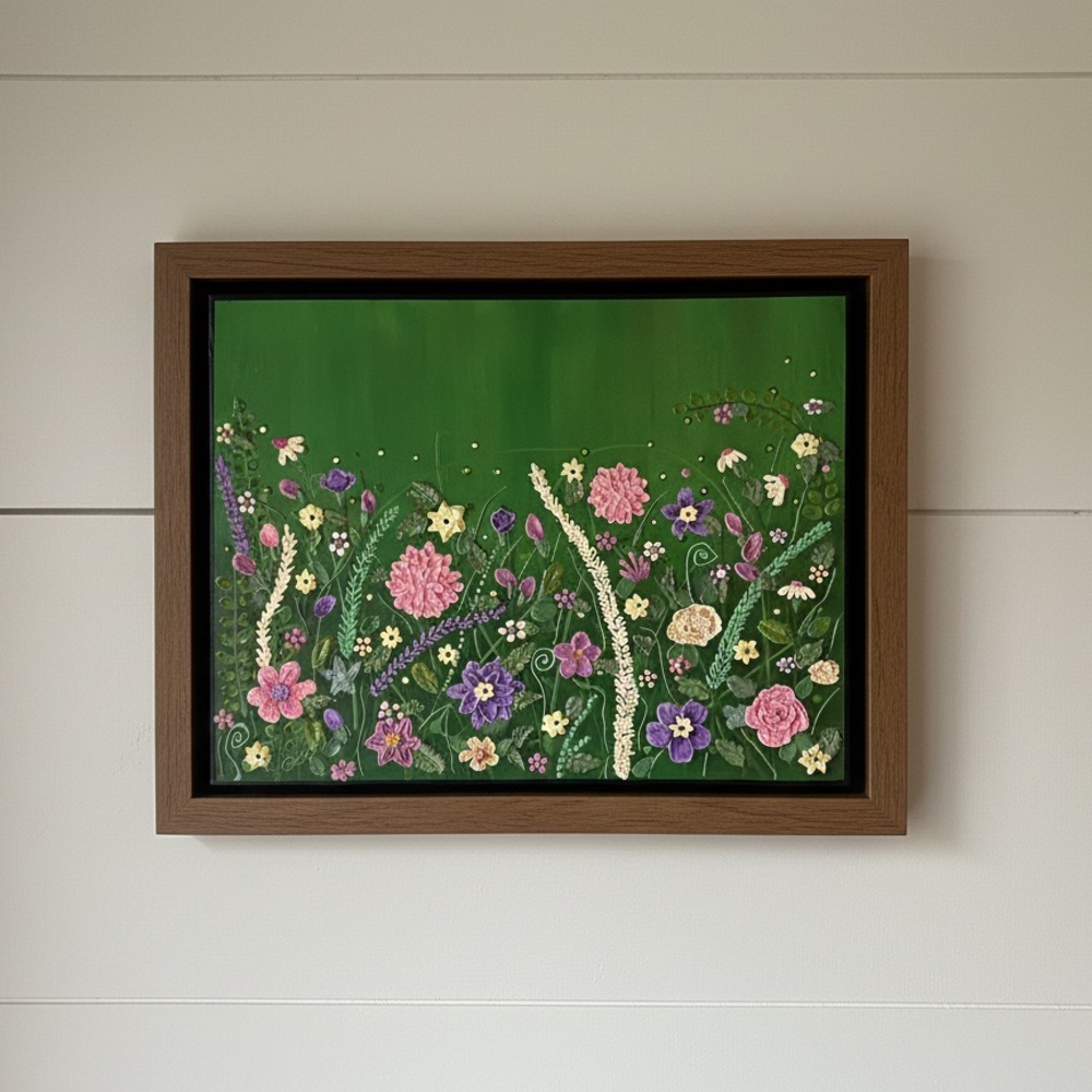 Original Textured Floral Garden Painting – Mixed Media on Canvas - Picture 4 of 4
